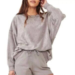 Free People Kelly Crewneck Teddy Sherpa Grey sweatshirt